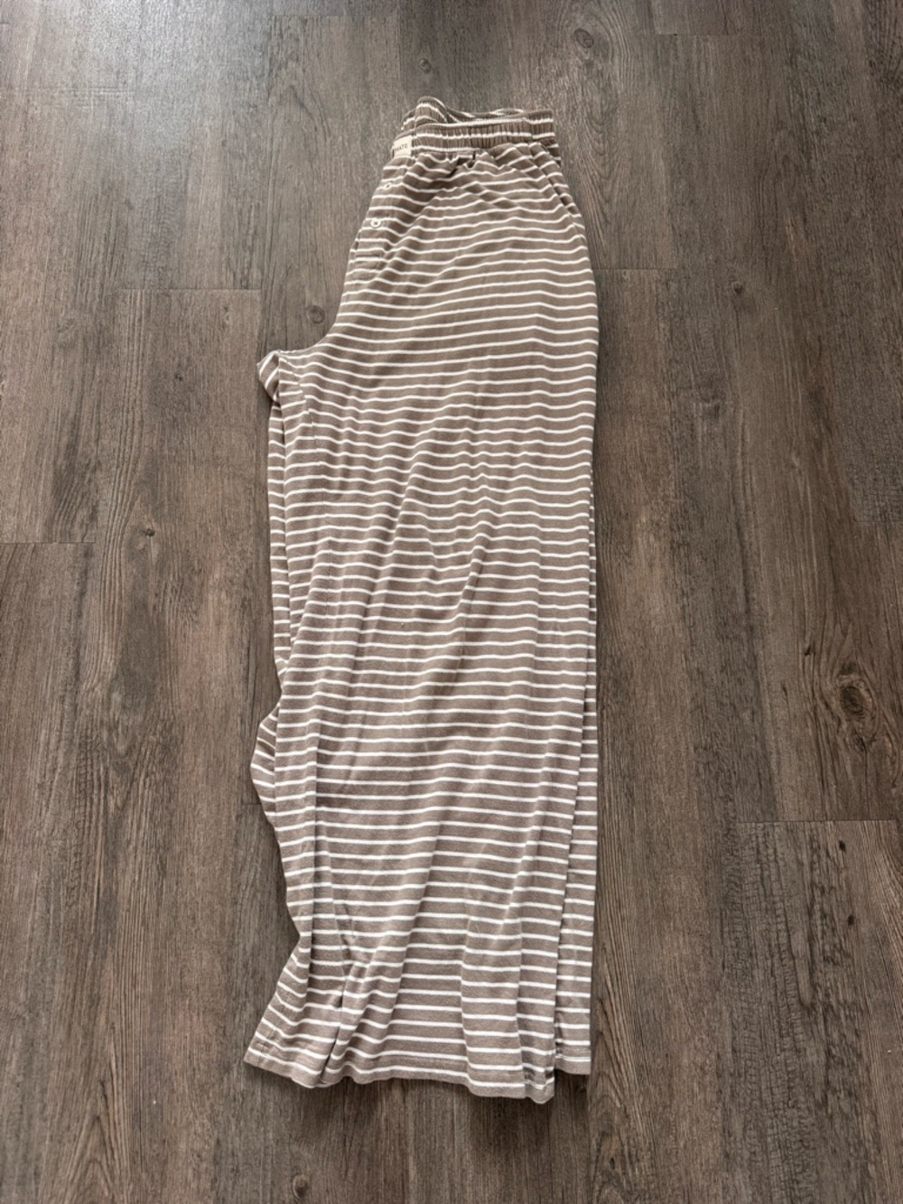 MATE the Label Taupe and White Striped Pajama Pants